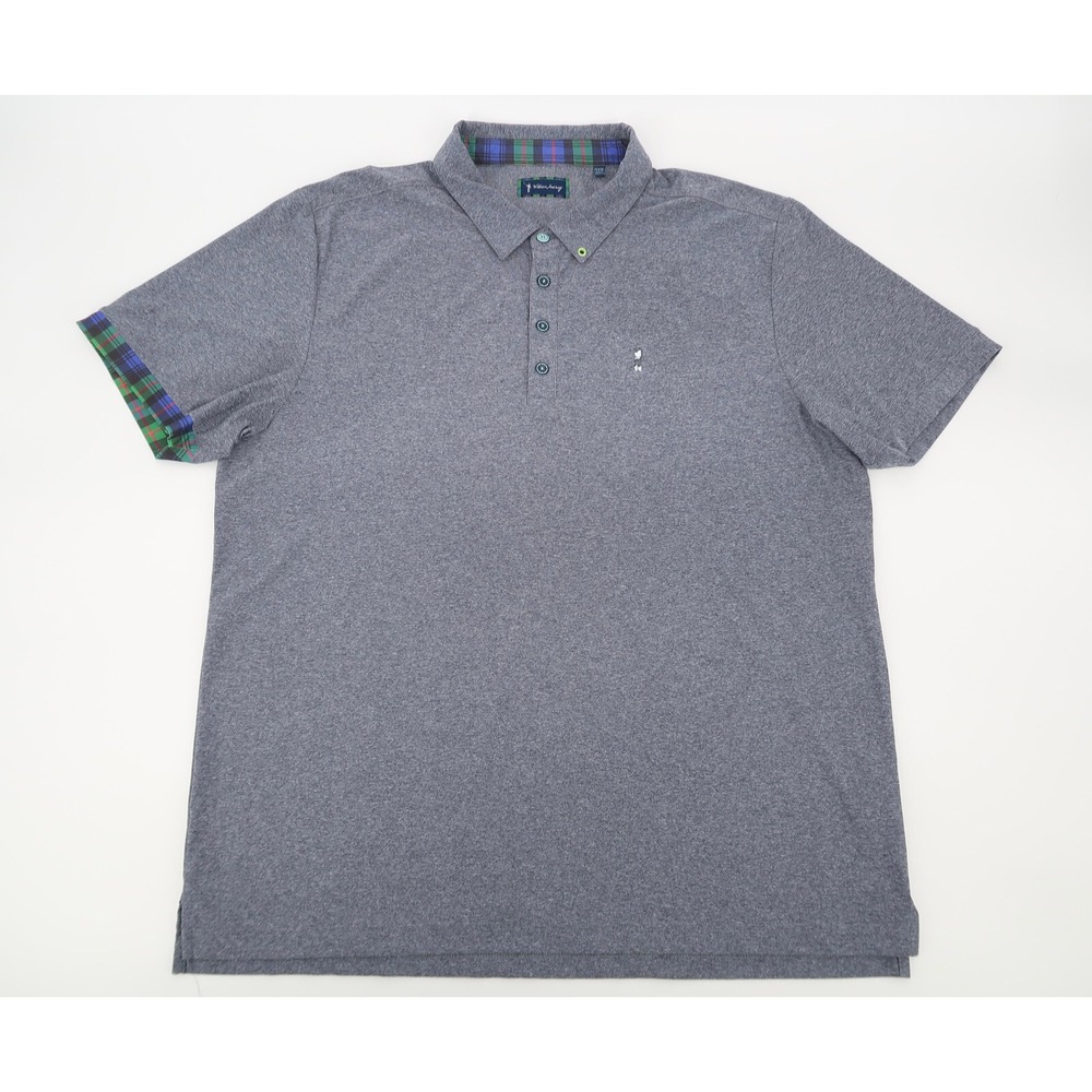 William Murray Mens XL Gray Solid‎ Plaid Polo Golf Shirt Performance